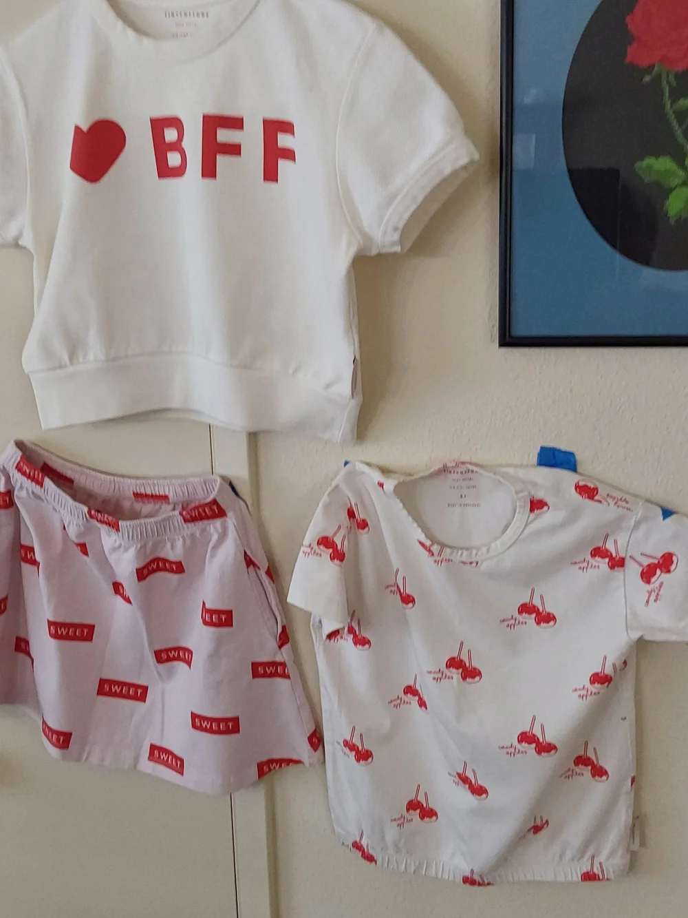 Kids Three-Piece BFF Matching Set in White & Red